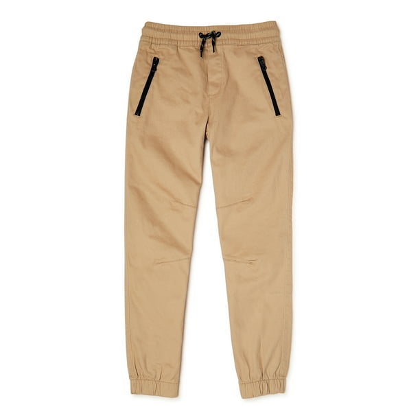TONY HAWK Boys 2-Pack Twill Jogger Pants with Zipper Pockets Pull on Pants for Kids 